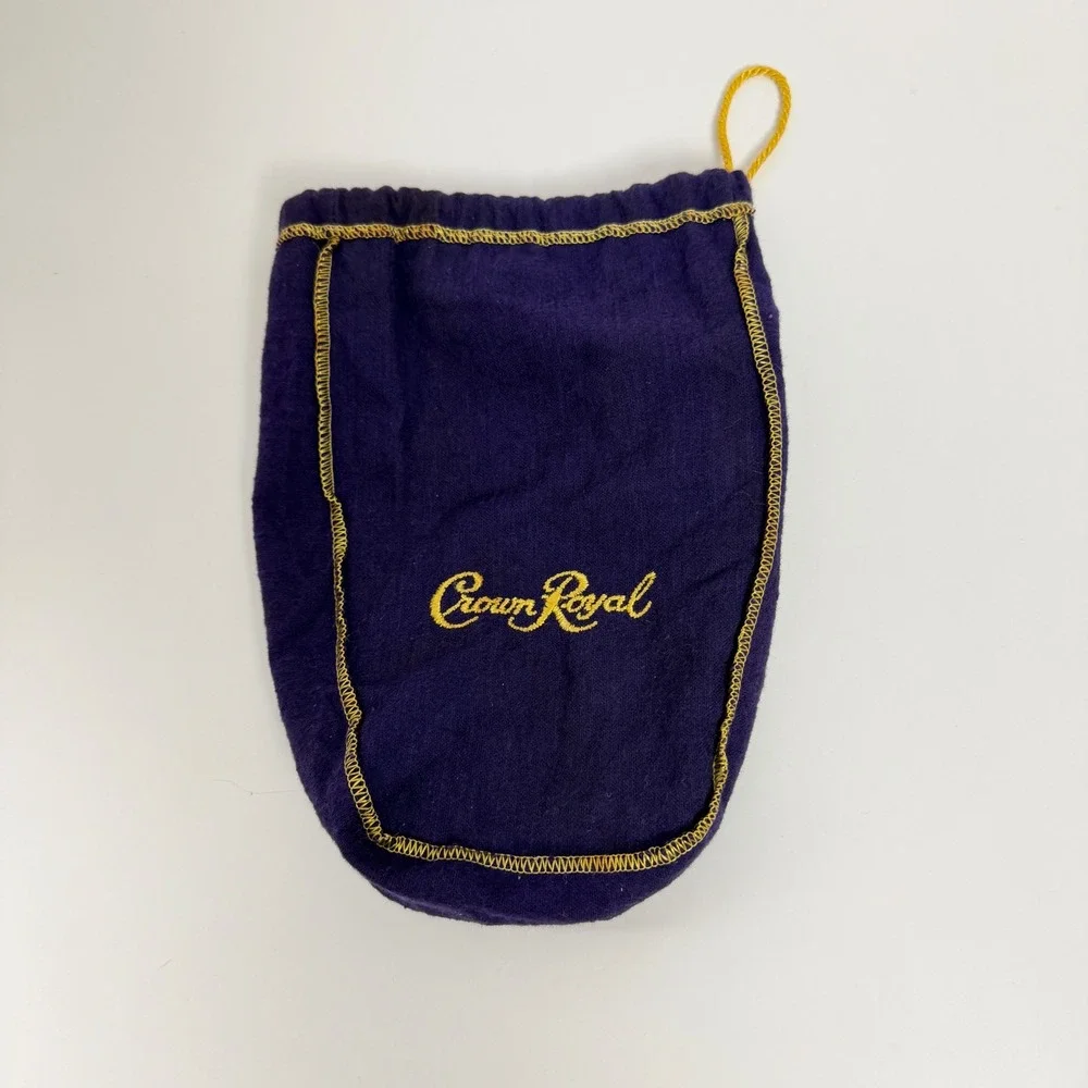 Vintage 1980's Crown Royal Whiskey‎ Purple Felt Drawstring Pouch Bottle Bag
